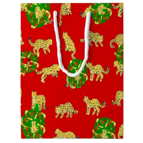 Red Leopard Christmas Gift Bag