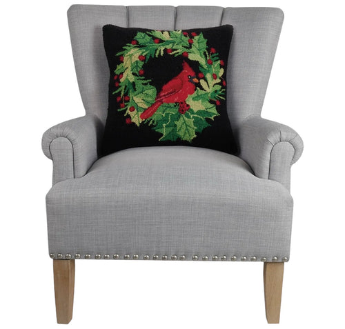 Cardinal Wreath Holiday Hook Pillow