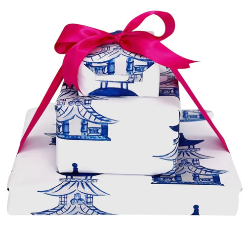 Blue Pagoda Wrapping Paper